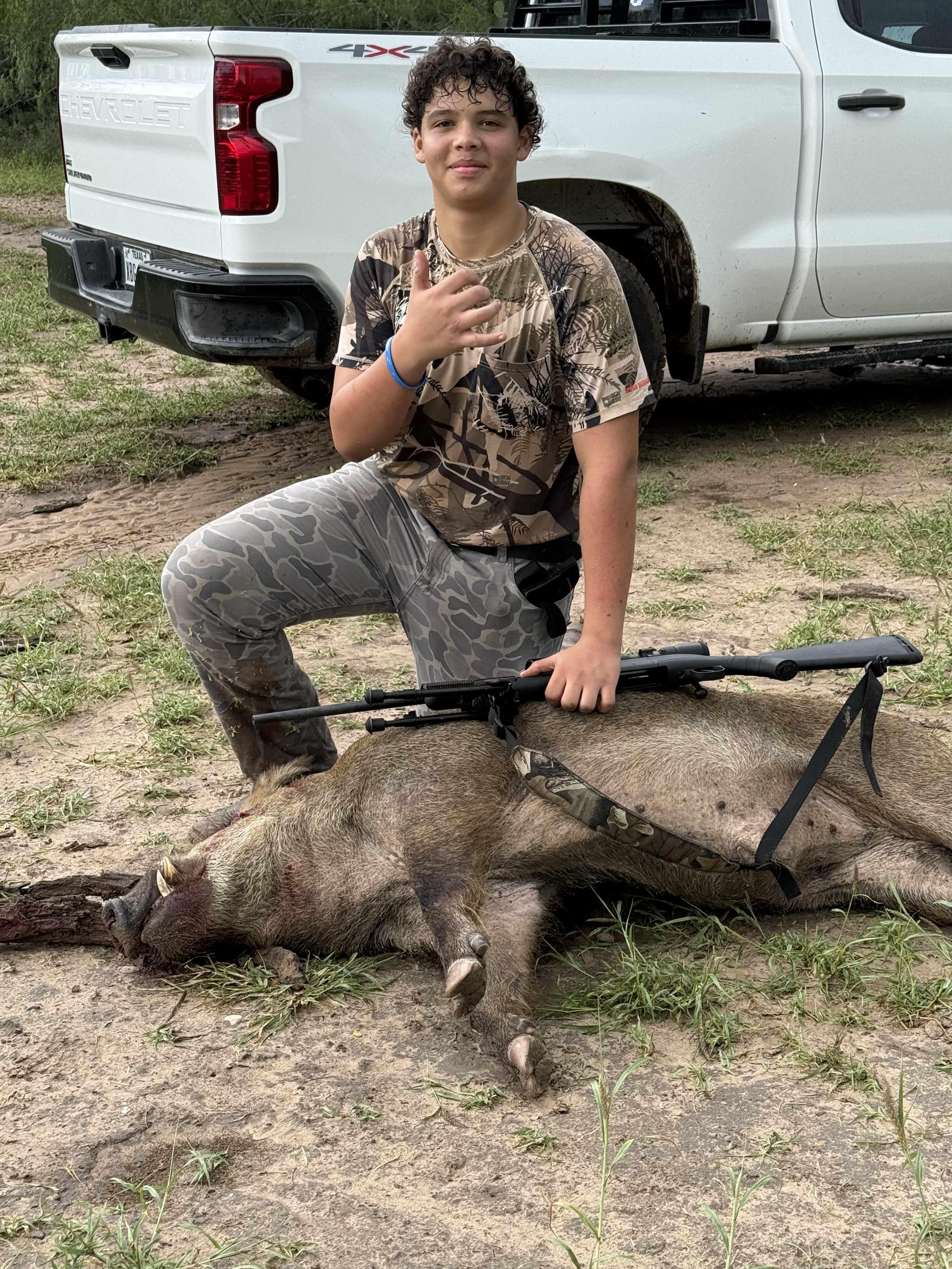 Night hog hunt in South Texas brush country
